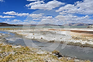 Strongly saline lake Ruldan Nak in Tibet, China