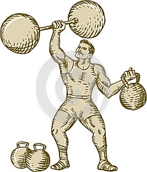 Strongman Lifting Barbell Kettlebell Etching