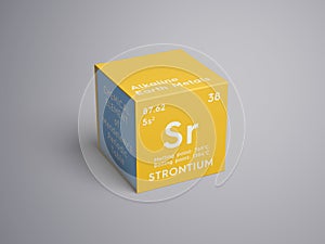 Strontium. Alkaline earth metals. Chemical Element of Mendeleev\'s Periodic Table. 3D illustration