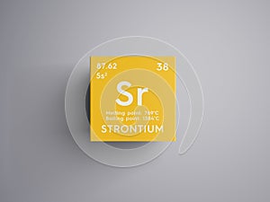 Strontium. Alkaline earth metals. Chemical Element of Mendeleev\'s Periodic Table. 3D illustration