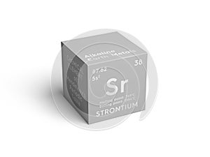 Strontium. Alkaline earth metals. Chemical Element of Mendeleev\'s Periodic Table. 3D illustration