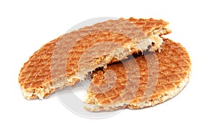 Stroopwafel, Dutch caramel waffle broken in half