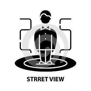 strret view icon, black vector sign with editable strokes, concept illustration