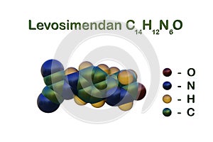 Structural chemical formula and space-filling molecular model of levosimendan, the most potent calcium-sensitizing drug