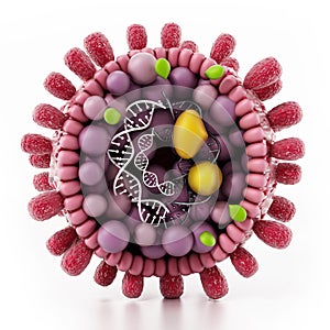 Structural detail of Hepatitis B virus isolated on white. 3D illustration