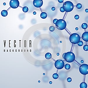 Structural elements with 3d atoms, chemical molecule. vector abstract science background