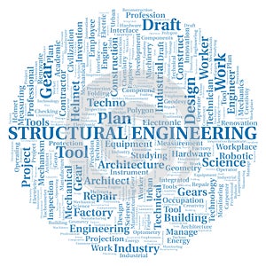 Structural Engineering typography word cloud create with the text only