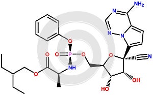 Structural formula of antiviral Remdesivir active against the COVID-19 coronavirus photo
