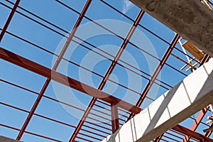 Structural steel beam on roof of building, Background