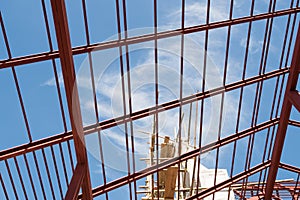 Structural steel beam on roof of building, Background