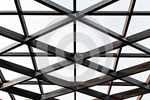 Structural steel cross construction and glass roof