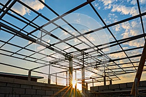 Structural steel roof using steel frames of building residential