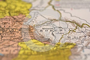 Structure background of an ancient map of Bohemia, ancient Europe