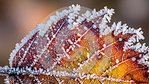 Structure. The background is softly blurred emphasizing the frost s