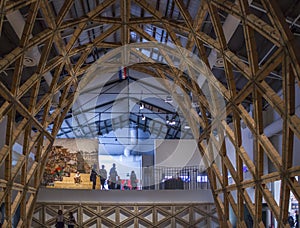 Structure in bricks, concrete and mortar inside the pavillion of Architecture Biennale in Venice in