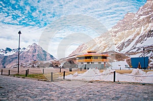 A structure and cabins outdoors in the resort and hotel in Portillo