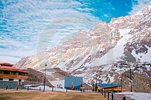 A structure and cabins outdoors in the resort and hotel in Portillo