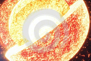 Structure core Earth. Structure layers of the earth. The structure of the earth`s crust. Earth cross section in space