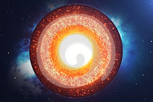 Structure core Earth. Structure layers of the earth. The structure of the earth`s crust. Earth cross section in space