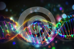 Structure of DNA molecules, illustration of a DNA molecule in 3D, Generative AI.