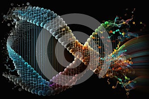 Structure of DNA molecules, illustration of a DNA molecule in 3D