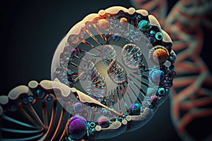 Structure of DNA molecules, illustration of a DNA molecule in 3D, Generative AI.