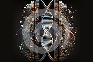 Structure of DNA molecules, illustration of a DNA molecule in 3D, Generative AI.