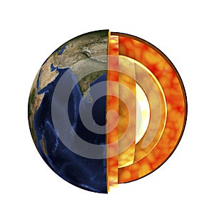 Structure of the Earth, 3D illustration