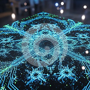 Structure featuring interconnected pathways and geometric shapes