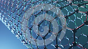 Structure of the graphene or carbon surface, abstract nanotechnology hexagonal geometric form close-up, concept graphene