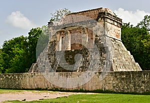 A structure at the great ballcourt at Chichen Itza, a large pre-Columbian city built by the Maya people in Mexico