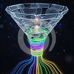 Structure with hexagonal patterns. The translucent, glass-like