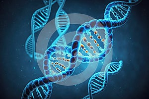 Structure of human DNA in the form of a blue helix, which is a vital component of our genetic makeup,.