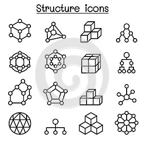 Structure icon set in thin line style