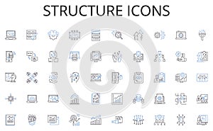 Structure icons line icons collection. JavaScript, Web, Server, Framework, Backend, Express, Integration vector and