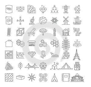 Structure icons linear icons, signs, symbols vector line illustration set