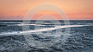 Structure of low tide at sunset in the Waddenzee Netherlands