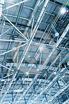 Structure of the metal ceiling of the building