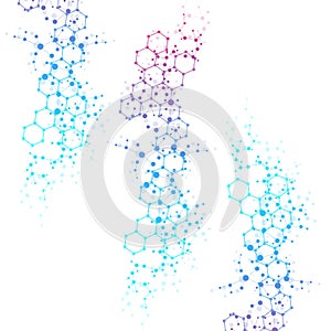 Structure molecule and communication. Dna, atom, neurons. Abstract polygonal structure with connecting dots and lines