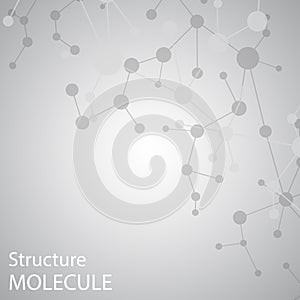 Structure molecule and communication Dna, atom, neurons. Science concept for your design. Connected lines with dots