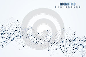 Structure molecule and communication. Dna, atom, neurons. Scientific concept for your design. Connected lines with dots