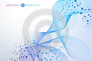 Structure molecule and communication. Dna, atom, neurons. Scientific concept for your design. Connected lines with dots