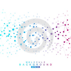 Structure molecule and communication. Dna, atom, neurons. Scientific concept for your design. Connected lines with dots