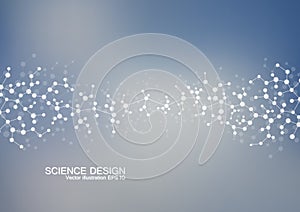 Structure molecule of DNA and neurons. Structural atom. Chemical compounds. Medicine, science, technology concept