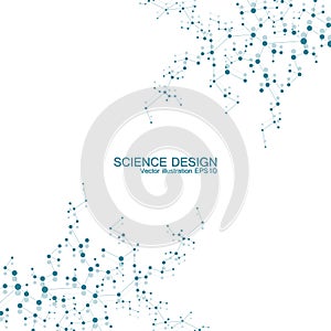 Structure molecule of DNA and neurons. Structural atom. Chemical compounds. Medicine, science, technology concept