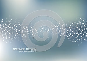 Structure molecule of DNA and neurons. Structural atom. Chemical compounds. Medicine, science, technology concept