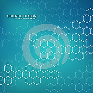 Structure molecule of DNA and neurons. Structural atom. Chemical compounds. Medicine, science, technology concept