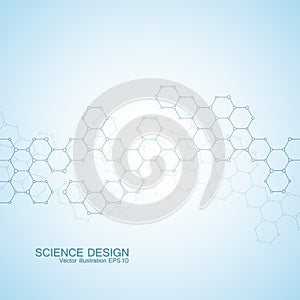 Structure molecule of DNA and neurons. Structural atom. Chemical compounds. Medicine, science, technology concept