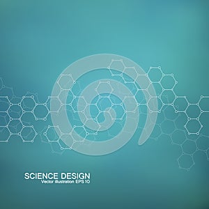 Structure molecule of DNA and neurons. Structural atom. Chemical compounds. Medicine, science, technology concept