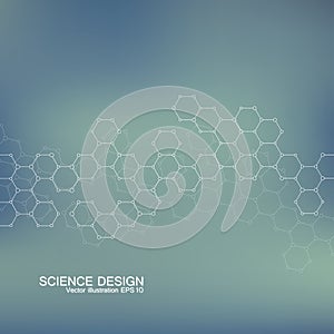 Structure molecule of DNA and neurons. Structural atom. Chemical compounds. Medicine, science, technology concept